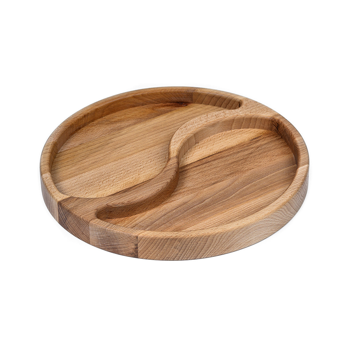 Wooden Serving Round Board With 2 Sections