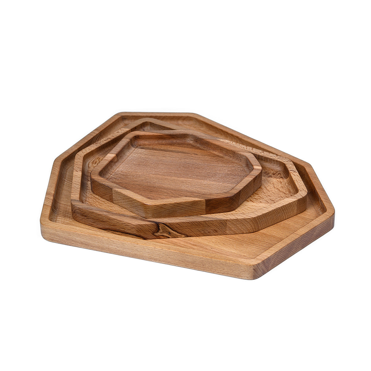 Set of 3 Wooden Polygon Plates