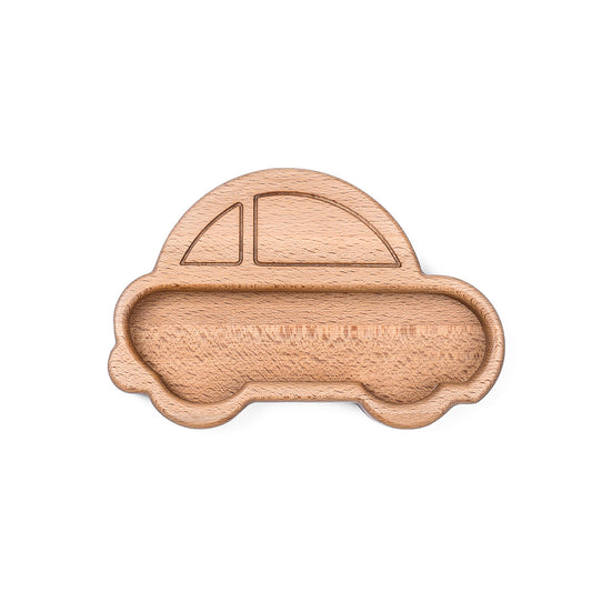 Car-Shaped Wooden Baby Plate