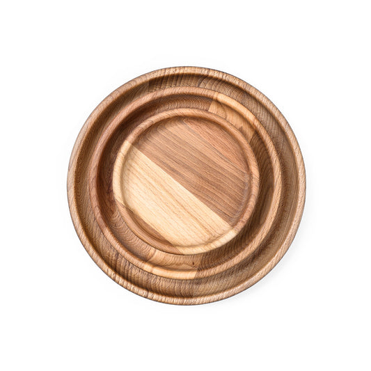 Set of 3 Wooden Round Plates