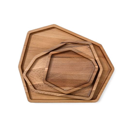 Set of 3 Wooden Polygon Plates