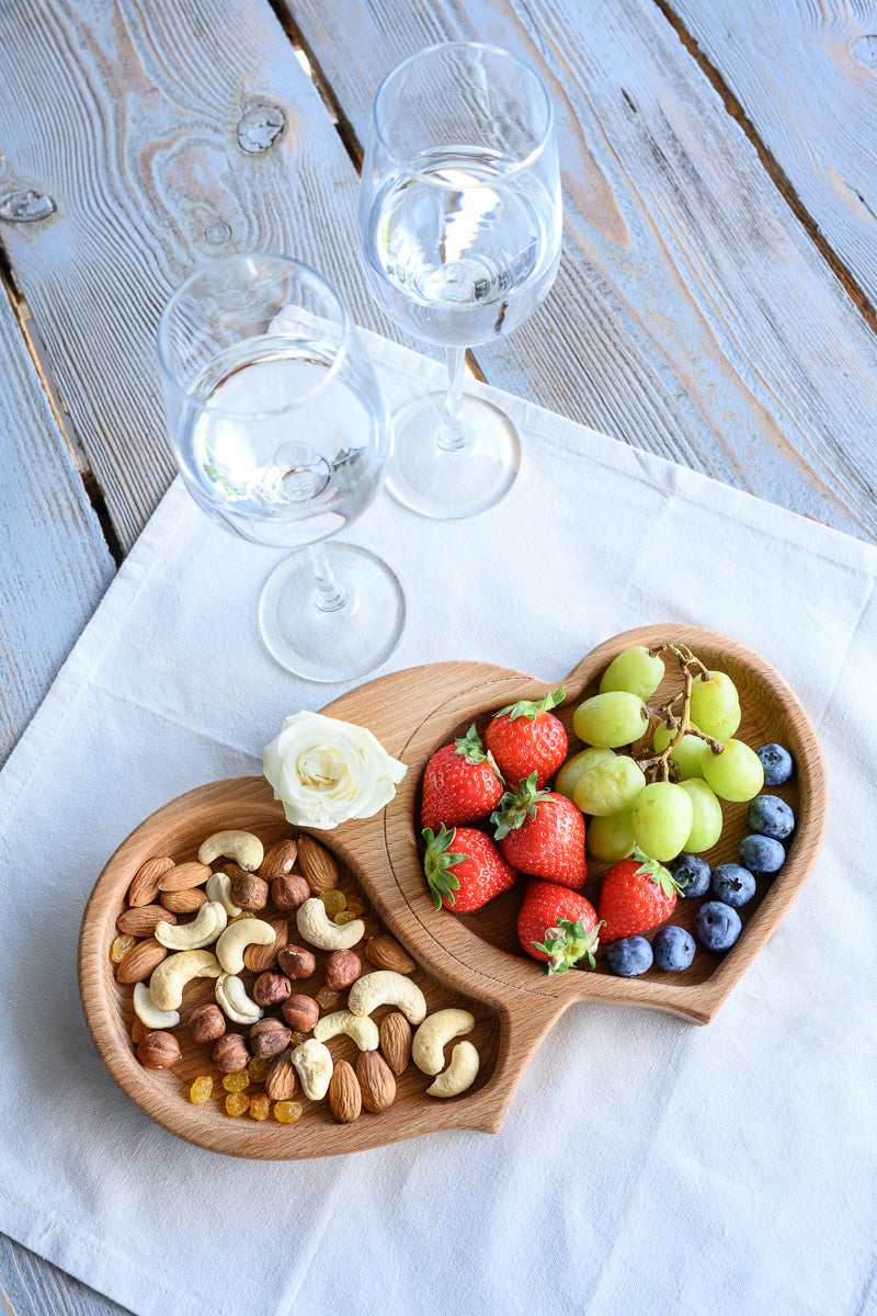 Two Hearts - Beech Wooden Plate